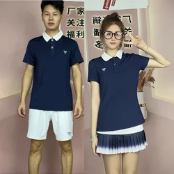 New tennis wear short-sleeved T-shirt men's and women's golf shirts badminton clothes quick-drying slim-fit blazer casual lapel