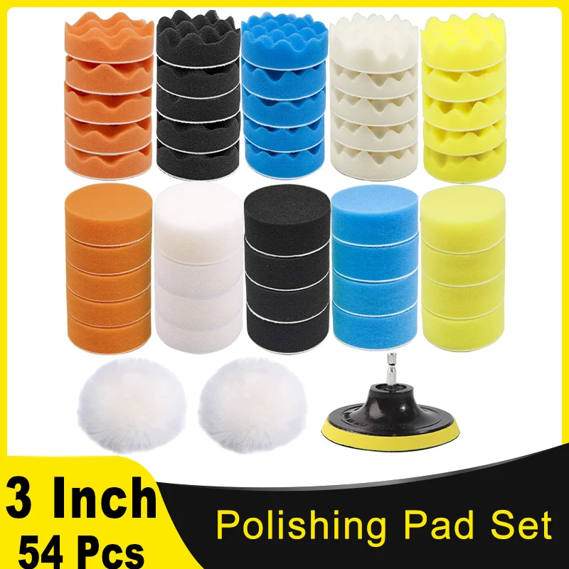 

3 Inch Polishing Pad Set 50 Pcs with Hex Shaft Adapter Car Polishing Waxing Polishing Paint Finish Bathroom Cleaning Water