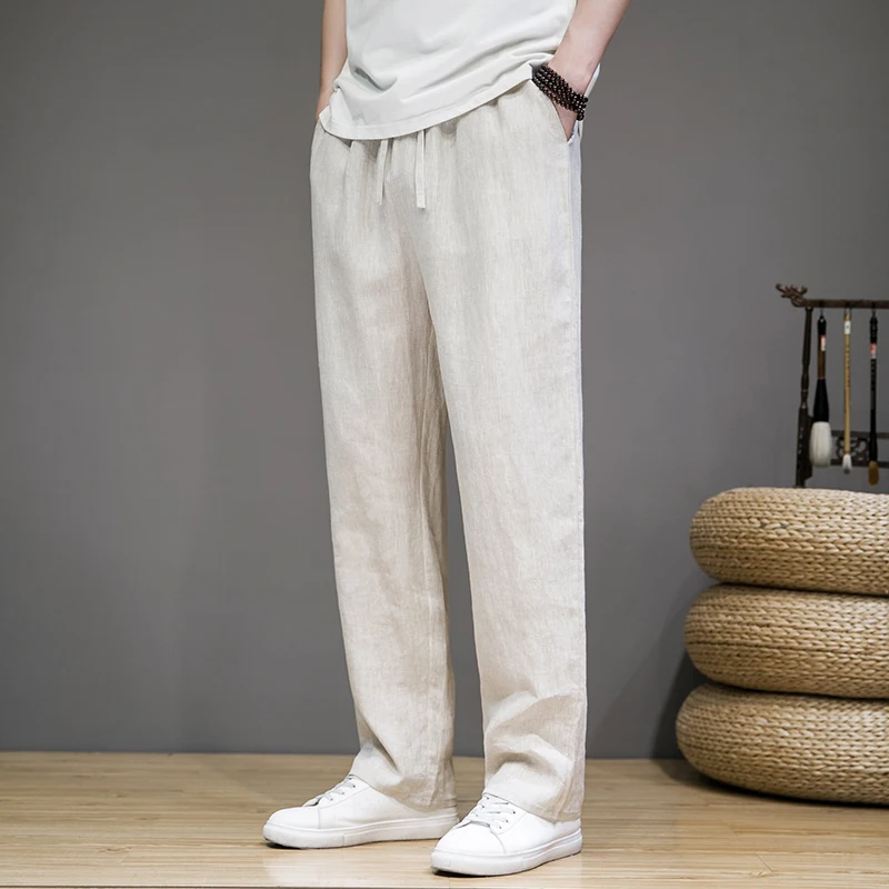 

Новые китайские свободные мужские льняные брюки, летние повседневные брюки в этническом стиле, модный бренд Bullworld, длинные брюки для молодежи