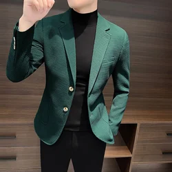 2024 Spring Suede Suit Jacket Men Casual Business Slim Fit Blazer  Leather Jacket Men Wedding Street Wear Social Coat