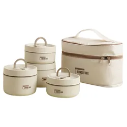 Juego de fiambrera aislada con bolsa de almacenamiento, contenedor de almuerzo de acero inoxidable, combinación de múltiples capas, caja japonesa, 4, 3, 2 niveles