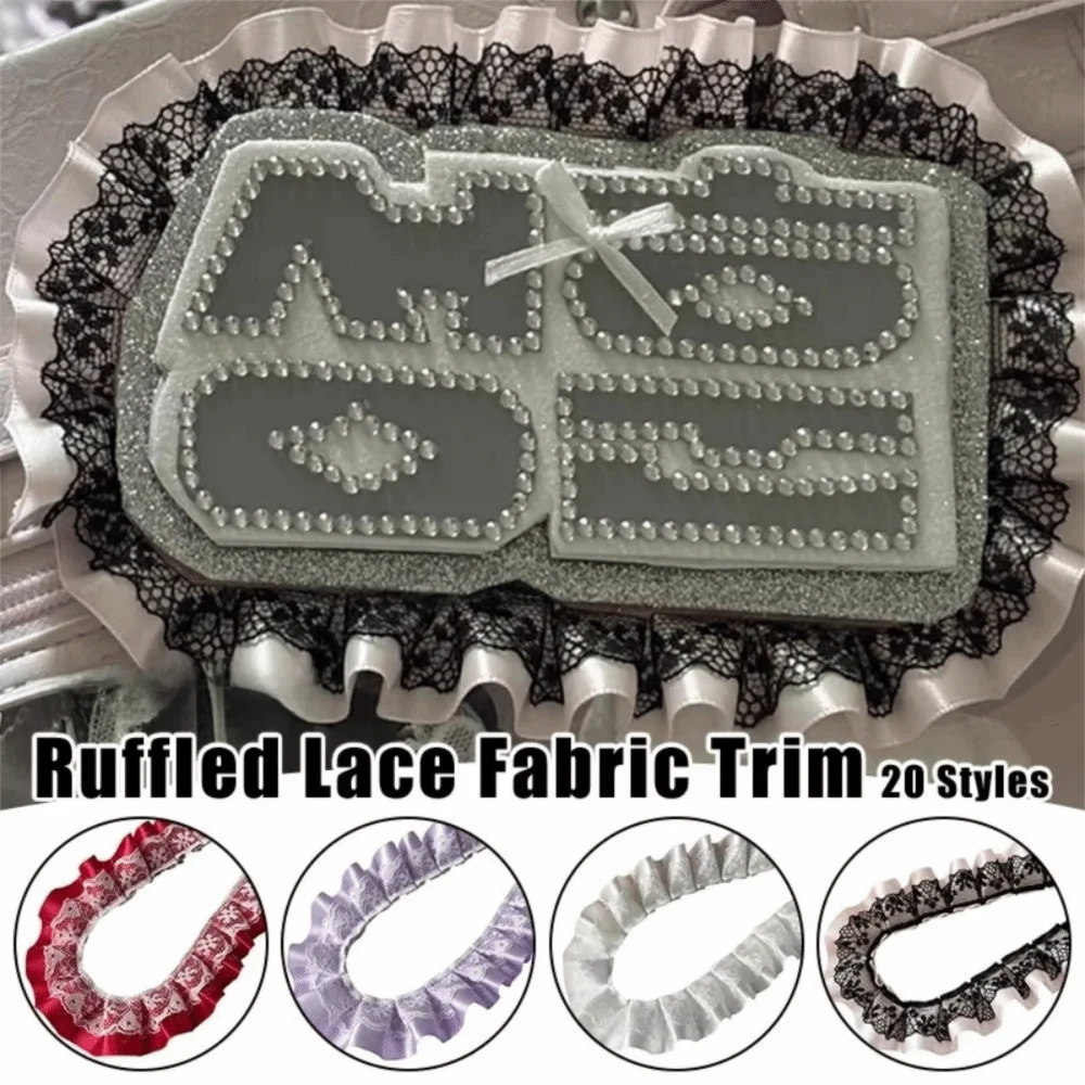 3meters Lace Ribbons Trim Handmade High-Grade Ruffled Farbic Trim Garment Dress Hem Pleated Sewing Material Notebook Decoration