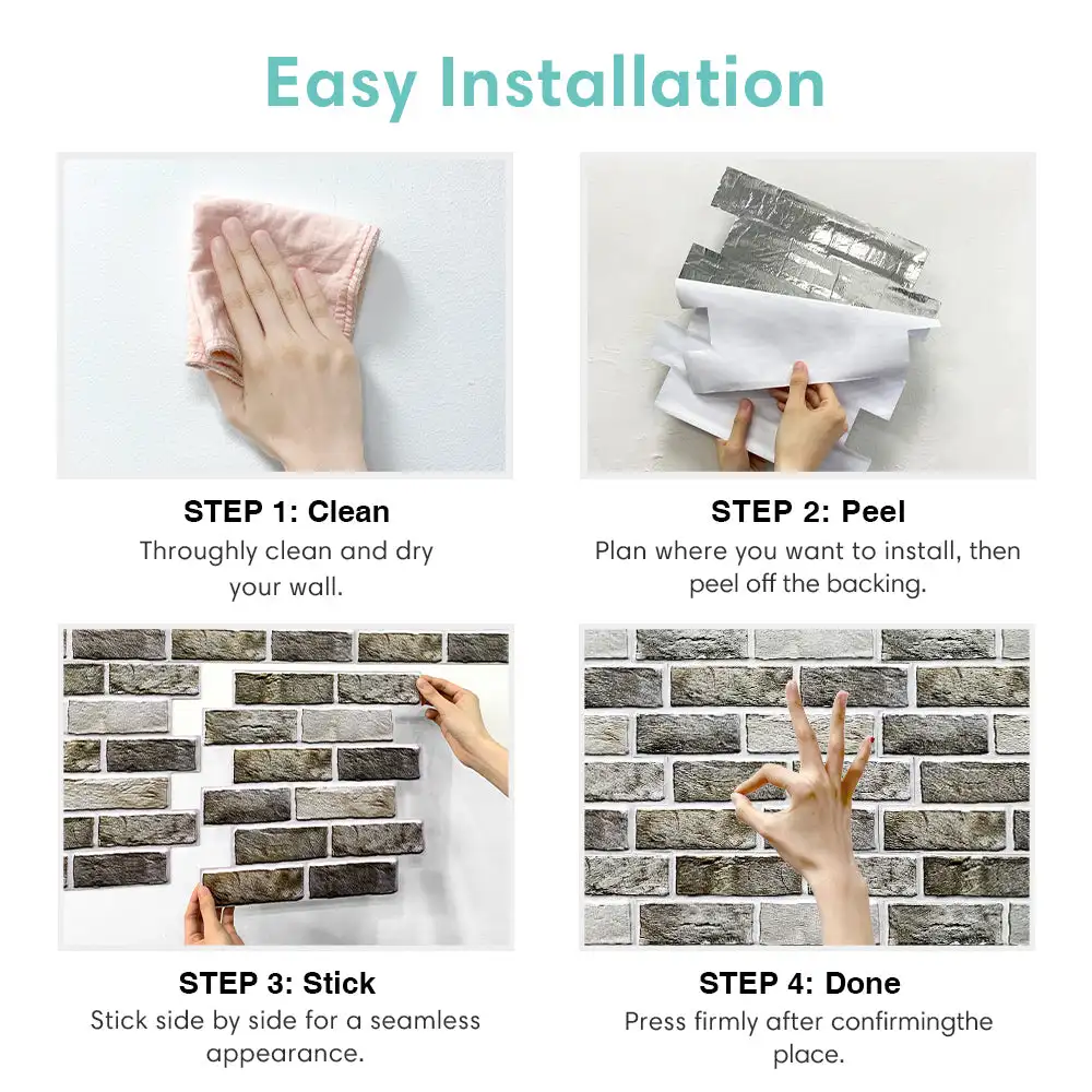 10pcs 3D Faux Brick Peel and Stick Backsplash, Wall Stickers For Living Room, Brick Textured Wall Panels, Home Decor