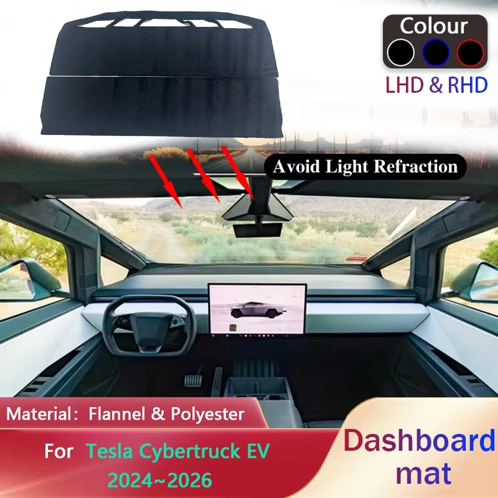Car Dashboard Cover Pad for Tesla Cybertruck EV 2024~2026 Liner Anti-Slip Mat Sunshade Dashmat Carpet Rug Patr Pad Accessories
