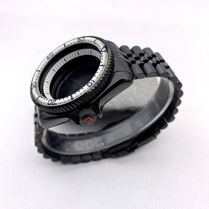 NH35 casing Mod SKX007 casing jam tangan cocok NH35 NH36 7S26 mahkota gerakan pada 3.0 casing jam tangan penyelam pasang baja tahan karat Stap