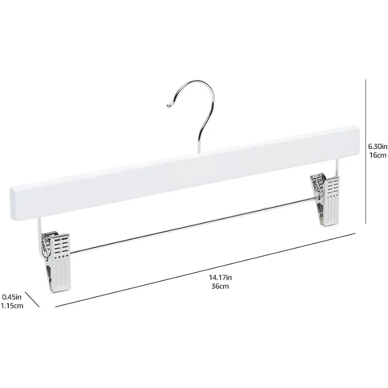 

Furniture and clothing storage hangers, durable pants and skirt hangers with clips - white, 10 piece set
