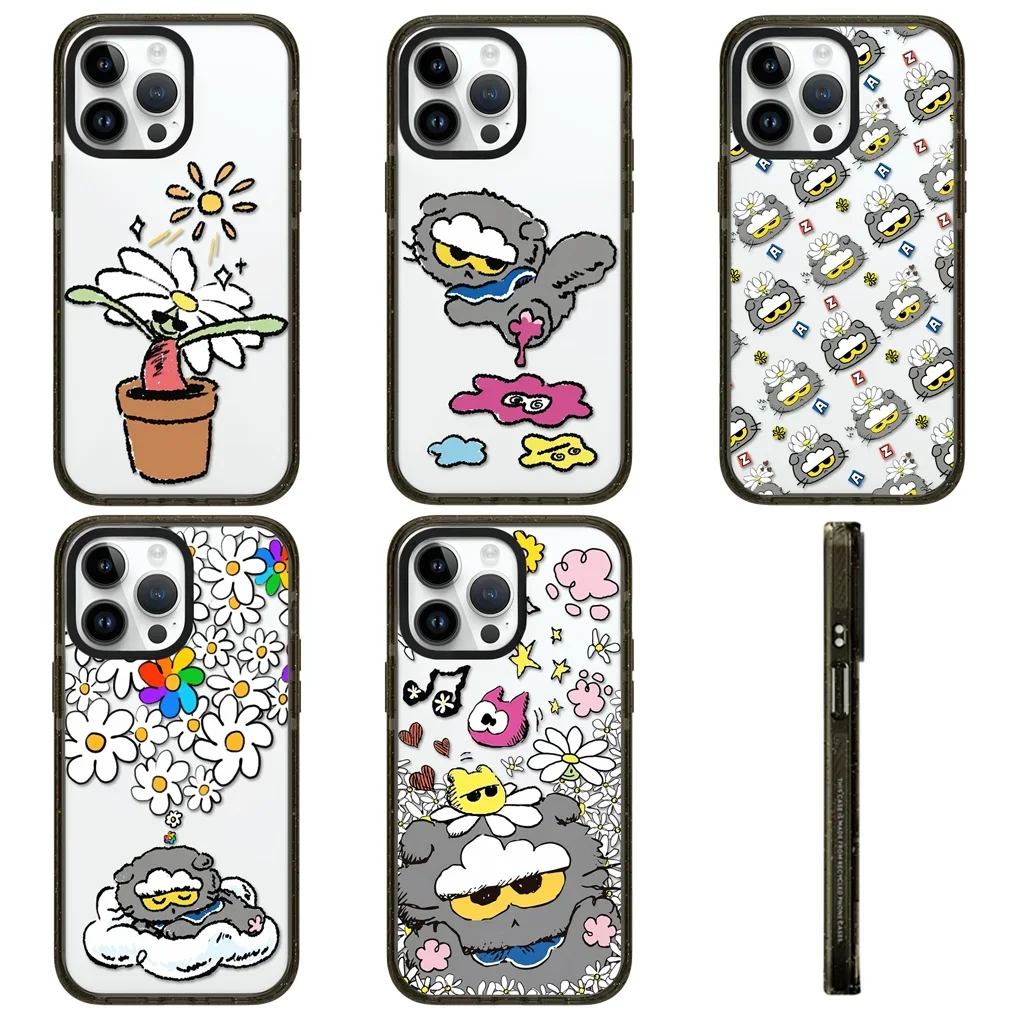 

Cartoon Flowerpot Acrylic Black Border Magnetic Phone Cases Cover for IPhone 12 13 14 15 16 17 Pro Max Cases