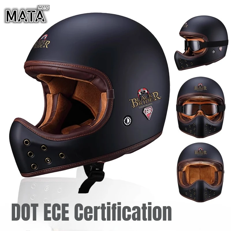 

BR Japanese Pointed Mouth Small Helmet Personalized Helmet Retro Motorcycle Full Cover Fiberglass All Year Round Full Helmet