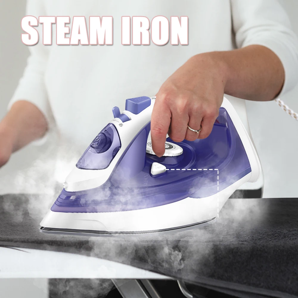 Plancha de vapor, 2000 W, 27 g/min. Salida de vapor, 120 g/min. Explosión de vapor, 30 segundos. Tiempo de calentamiento, chorro de vapor, suela de cerámica, vapor vertical, Azul