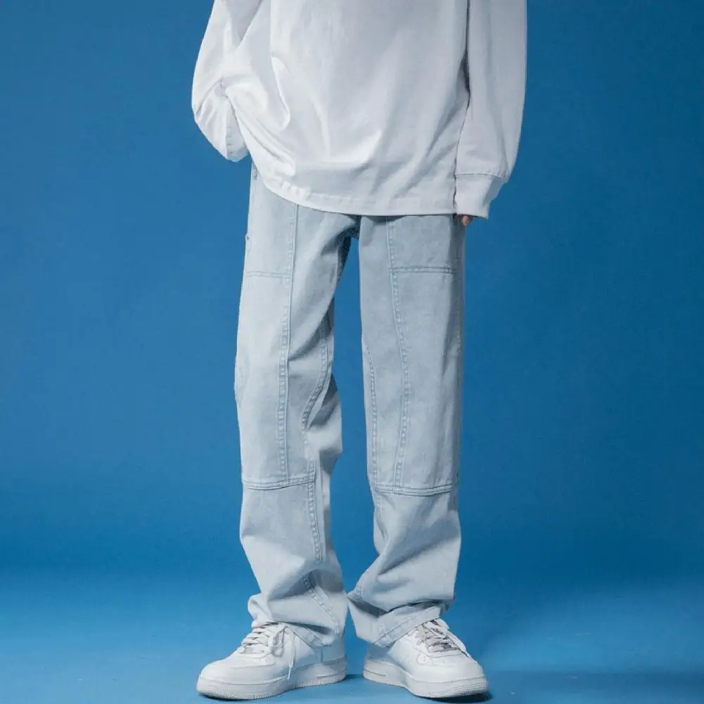 2022 New Fashion Pink Baggy Men Cargo Jeans Pants Elegant Straight Casual Women Solid Long Trousers Clothes Pantalon Homme
