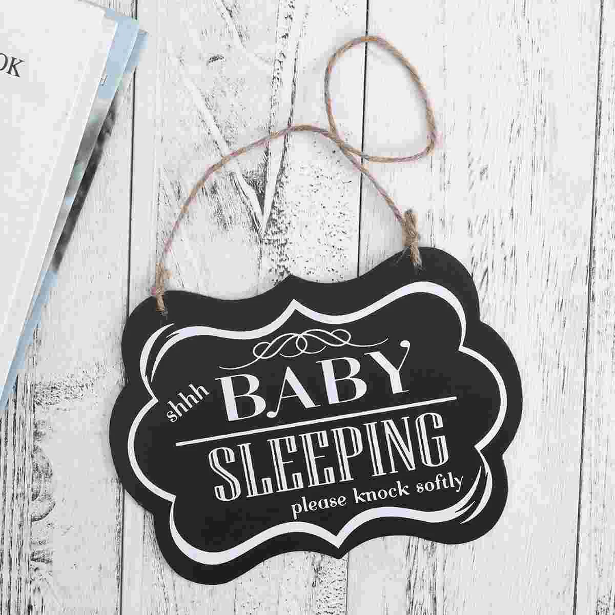 Sign Door Baby Wood Plaque Sleeping Hanger Hanging Do Not Disturb Please Knock Softly Decorative Wooden