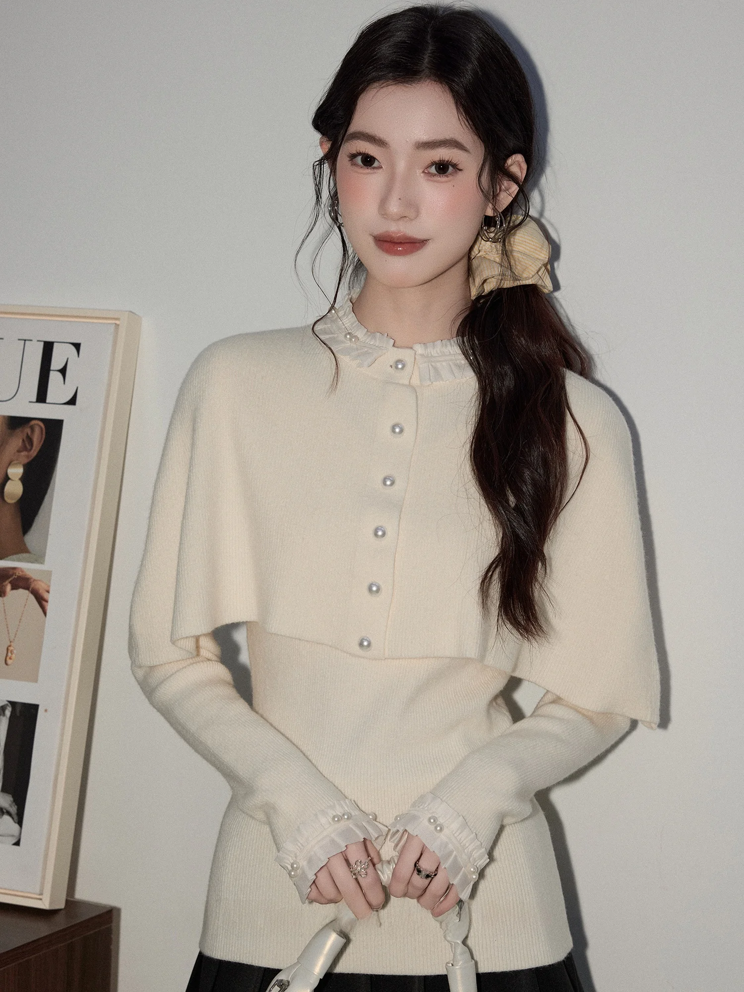 

Princ Sle Women's Knitted Sweater Coat Two-Piece Set Light Maturi Autumn Winter New Arrival Base Layer Soft Fabric