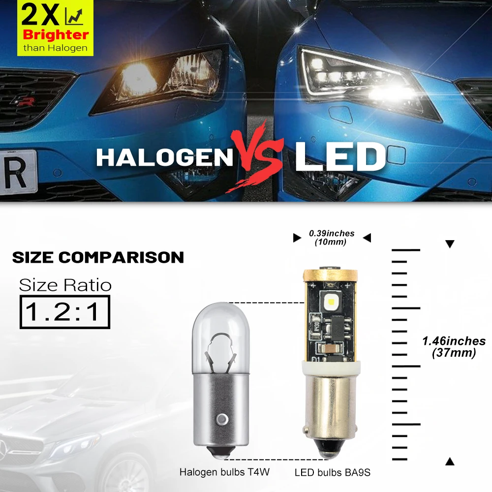 Se adapta a Audi A2 A3 A4 A6 Q7 TT para Seat Exeo Skoda Fabia Canbus T4W BA9S reemplazo de bombillas de luz de lectura Interior LED blancas