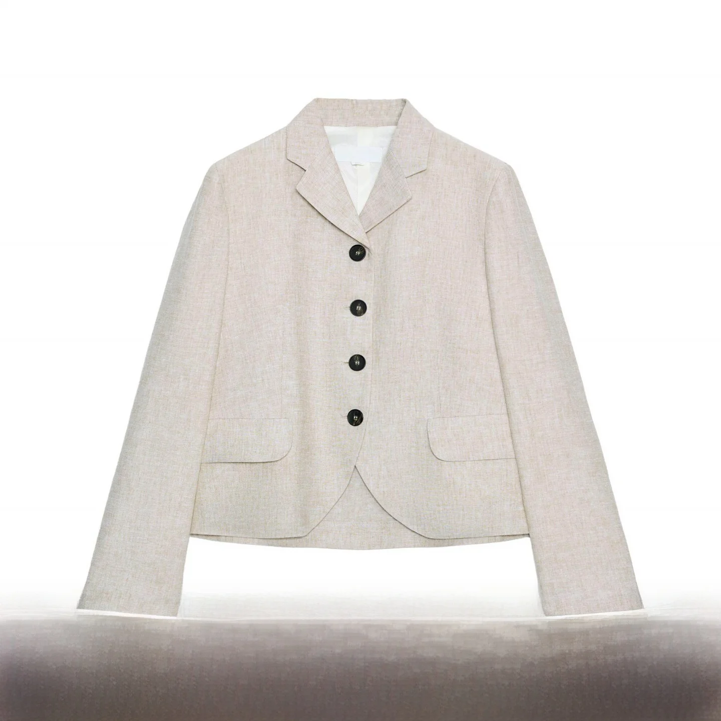 Summer 2026 Women's Fashionable Long Sleeve Linen Blend Shirt Collar Suit Jacket Casual Straight Cut New Arrival 7758856