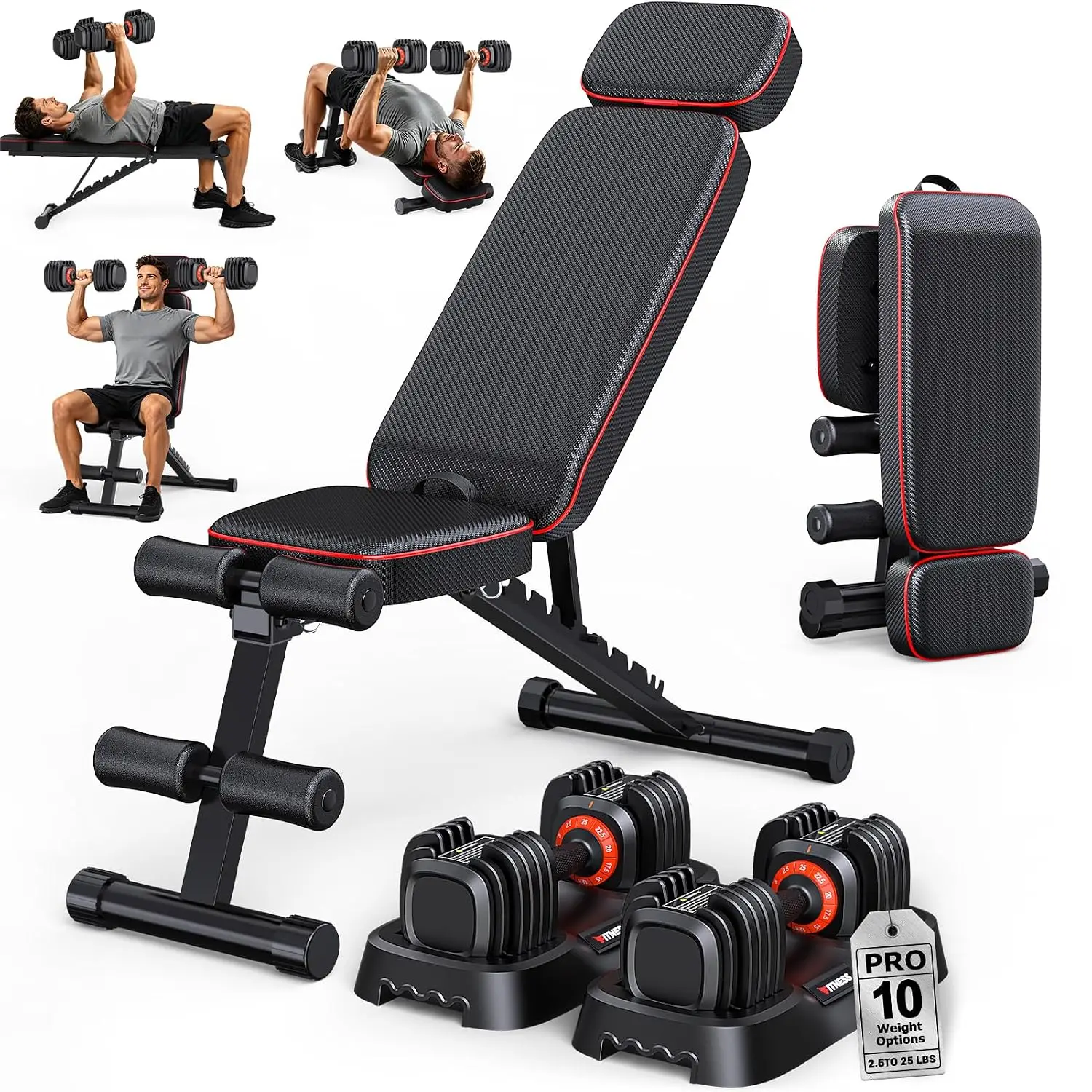 Adjustable Dumbbell Set with Workout Bench at Home, Customized