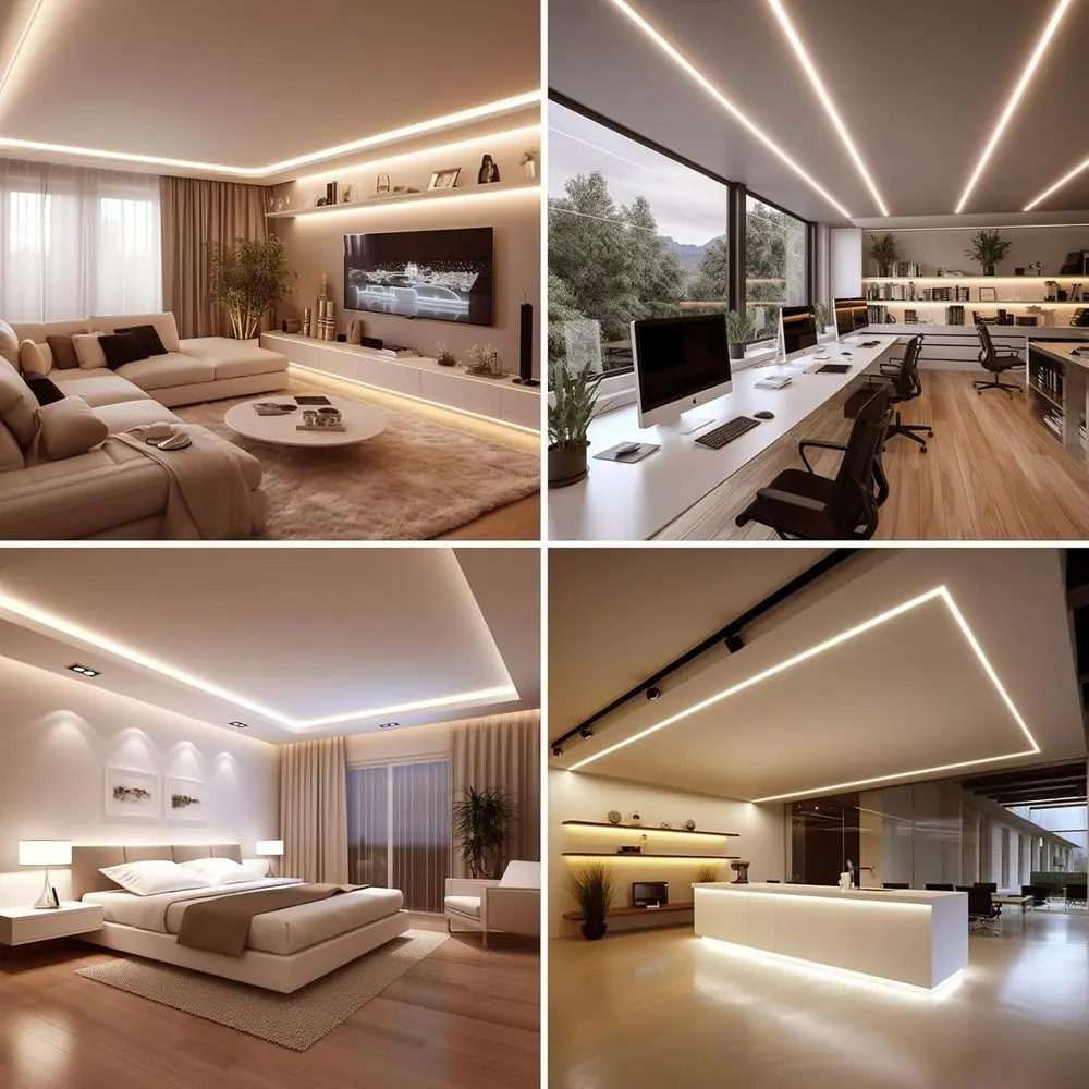 طقم أضواء شريط LED أبيض دافئ بطول 65.6 قدم 24 فولت، شريط SMD2835 بقدرة 300 وات للأسقف المنزلية والتجارية #5