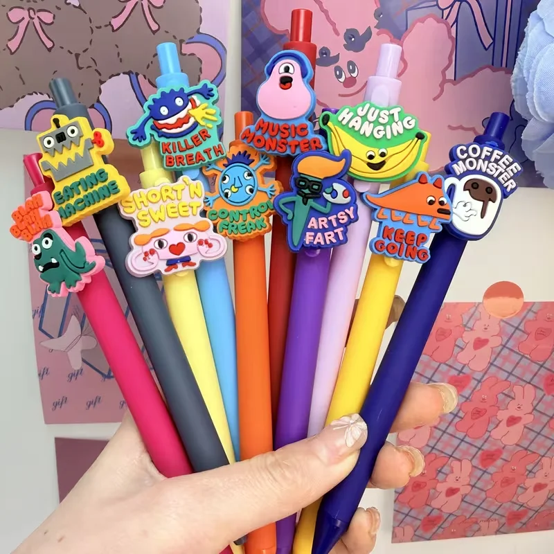 5/15/25pcs creative and minimalist monster miniature family-style pen, push-button ballpoint pen, funny student stationery pen