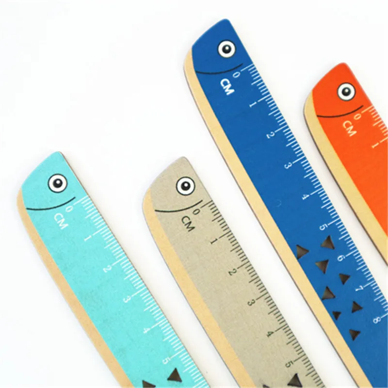 1 Piece Lytwtw's Cute Fish Straight Ruler Wooden Kawaii Tools Stationery Cartoon Drawing Gift Office School Measuring