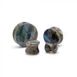 1pair Organic Labradorite Stone Ear Plugs and Tunnels 8mm-25mm Ear Gauges Ear Expanders Saddle Body Jewelry Piercing Oreja Gifts