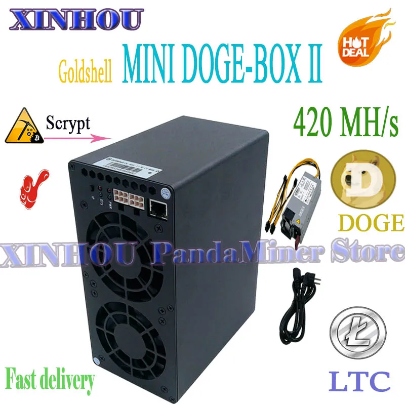 New Goldshell mini doge 2 Miner 420MH/s Scrypt Litecoin Dogecoin miner Good For Home Mining Miner Box Low Noise Mini Doge-BOX Ⅱ