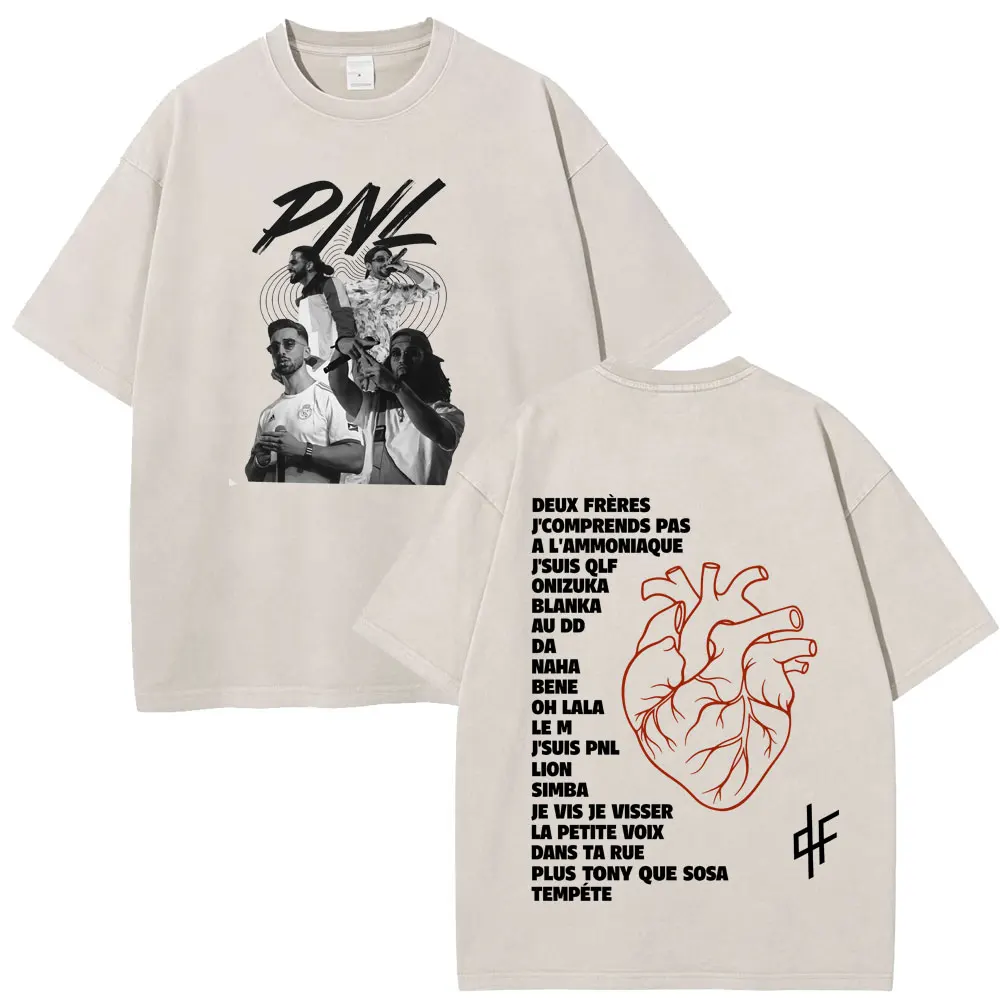 Camiseta Gráfica del Álbum del Rapero Francés PNL, Le Monde Chico, Camiseta para Hombre y Mujer, Moda Hip Hop, Camisetas Extra Grandes con Estilo Vintage Lavado