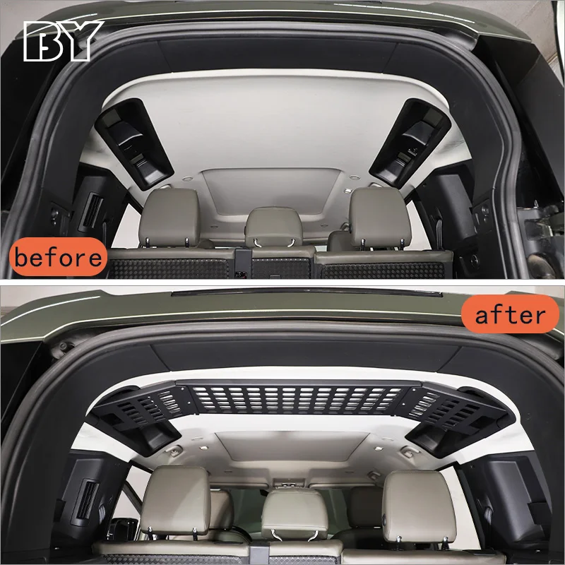 Car Ceiling Storage Holder For Land Rover Defender 110 2020-2024 Trunk Roof Rack Organizer Accessories Automotive Parts