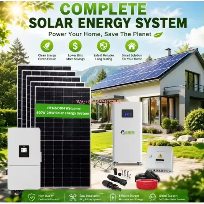 WMWMNU Complete 5kw 10kw 15kw On Grid Hybrid Solar Power System Kit Full Set for Home Panels with Battery and Inverter 20 Kwh