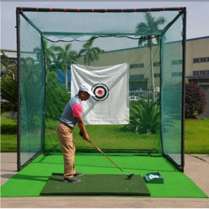 Jaula de conducción de golf con marco de acero, redes de golf para conducción en el patio trasero para práctica completa de swing y astillado en interiores y exteriores