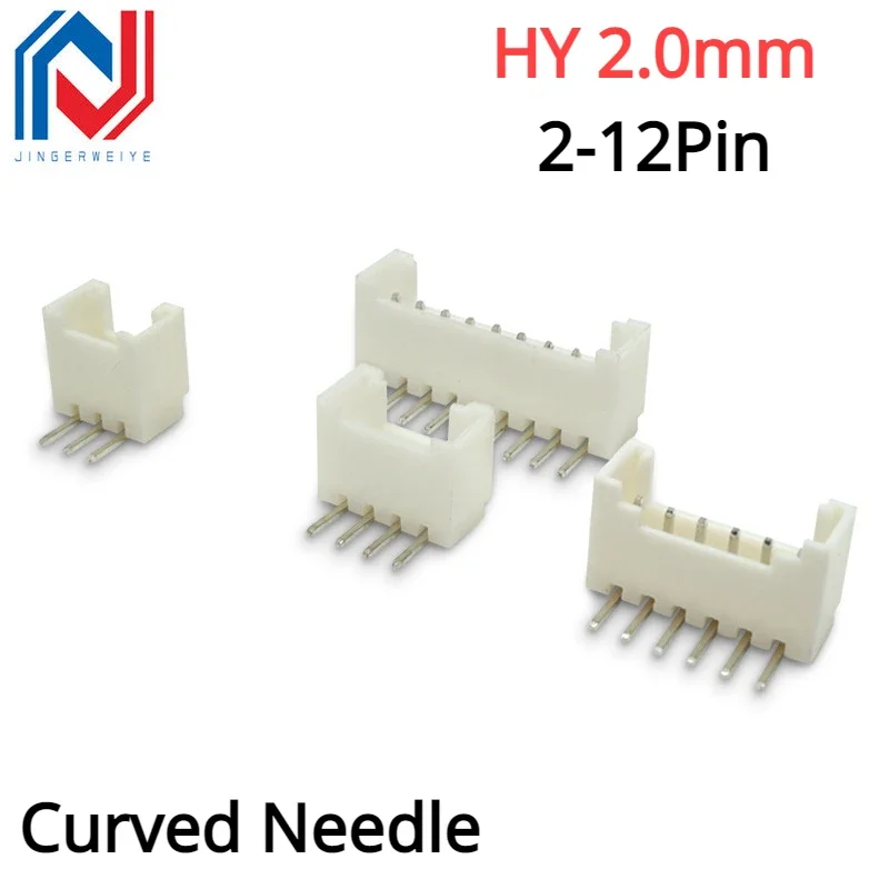 50 Stuks Gebogen Naald Hy2.0 Mm Enkele Rij Gesp Gebogen Voet Socket 2P 3P 4P 5P 6P-12P Connector Pitch 2.0Mm Terminal Connector