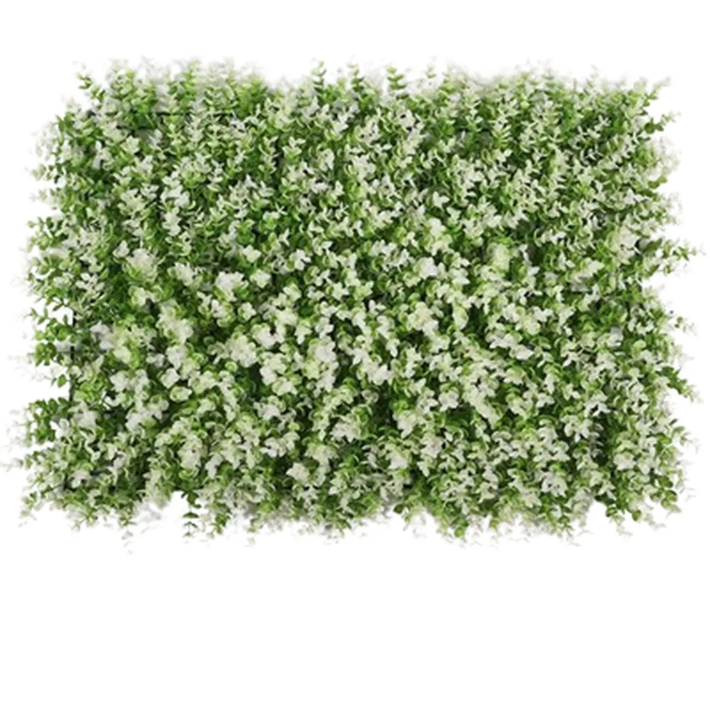 

UV Resistant Artificial Eucalyptus Plant Plastic Lawn Lifelike Simulation Eucalyptus Leaves Durable Fake Green Grass Mat