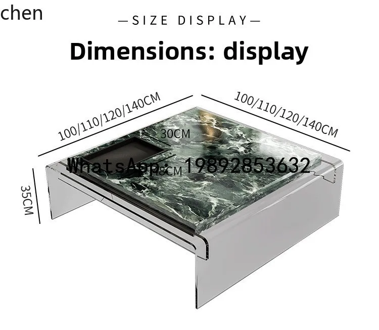 light luxury high-end minimalist square high-end acrylic suspended coffee table living room