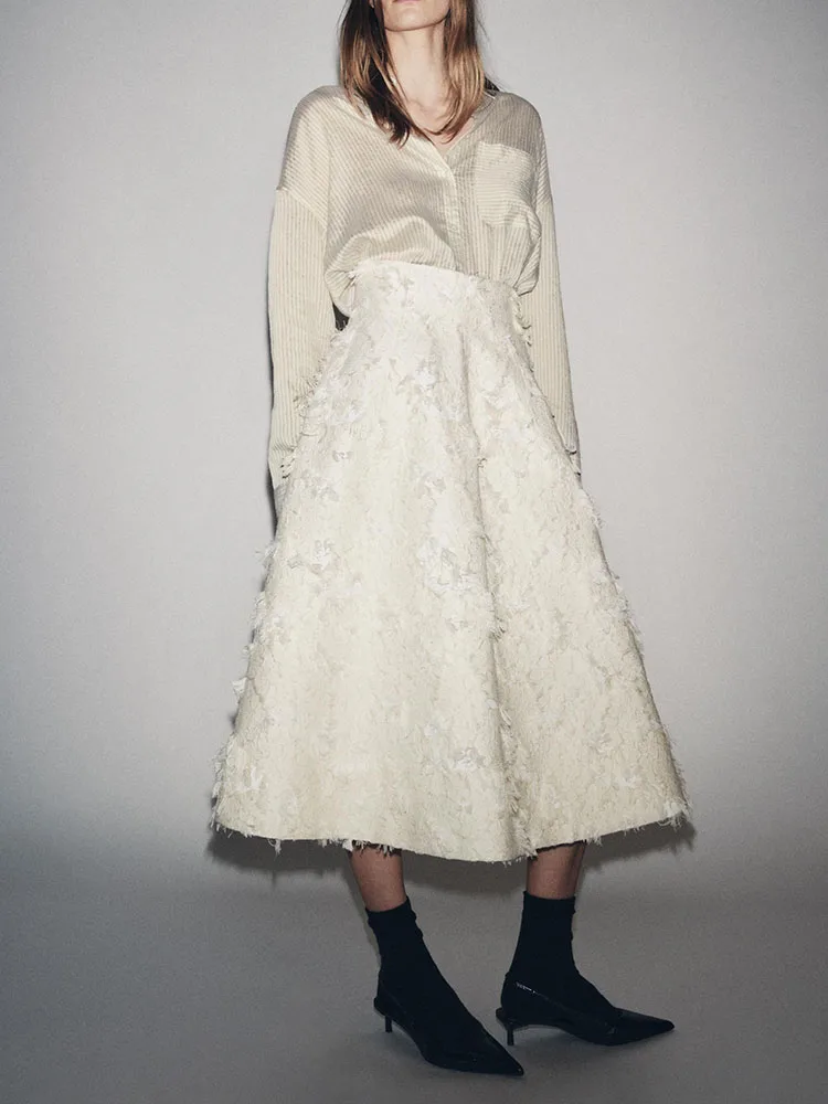 تنورة نسائية متوسطة الطول راقية مع تفاصيل شرابة وصلت حديثًا زي مسرح عرقي أنيق من ZA2025 #4