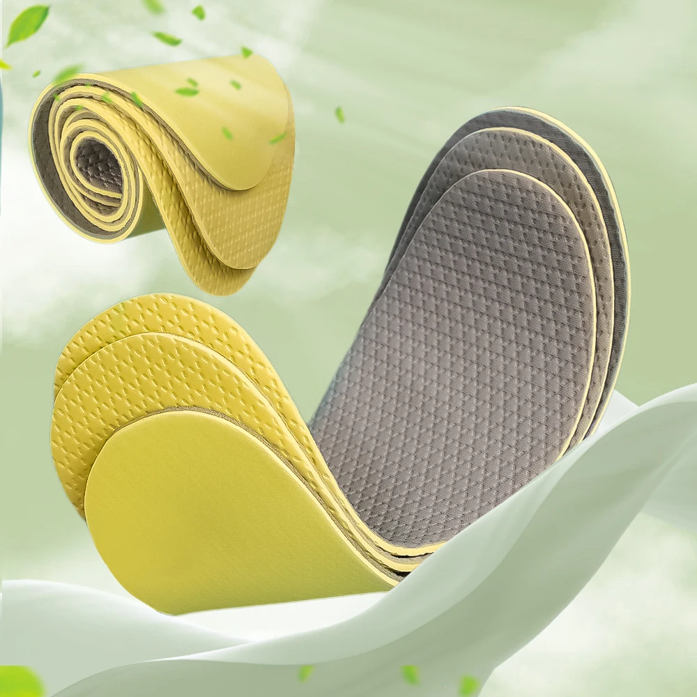 Latex Insoles Soft Sweat Absorb Deodorization Breathable Sport Shoe Pads High Elastic Barefoot Thin Insert Cushion for Women Men