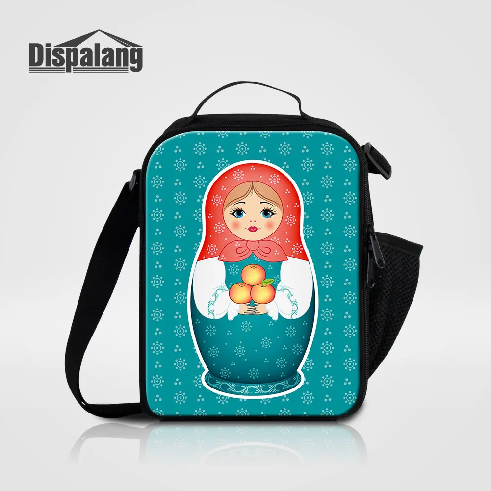 

Women Custom Insulated Lunch Bags Russian Matryoshka Doll Printing Cooler Bag Girl Small Canvas Food Messenger Bag For Office