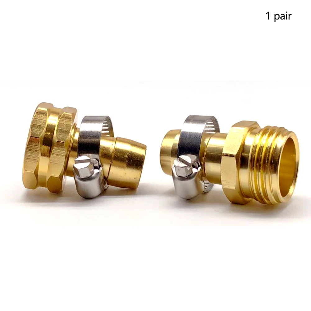 2pcs/set 3/4 Rust Proof Repair Part Garden Supplies With Clamp Thread High Strength Heavy Duty Nozzle Male Female Hose Connector