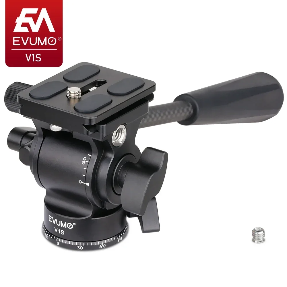 EVUMO V1S Mini Tripod Head Camera Panoramic Universal Hydraulic Video Head Arca Quick Release Plate for Camera Tripod Load 4kg