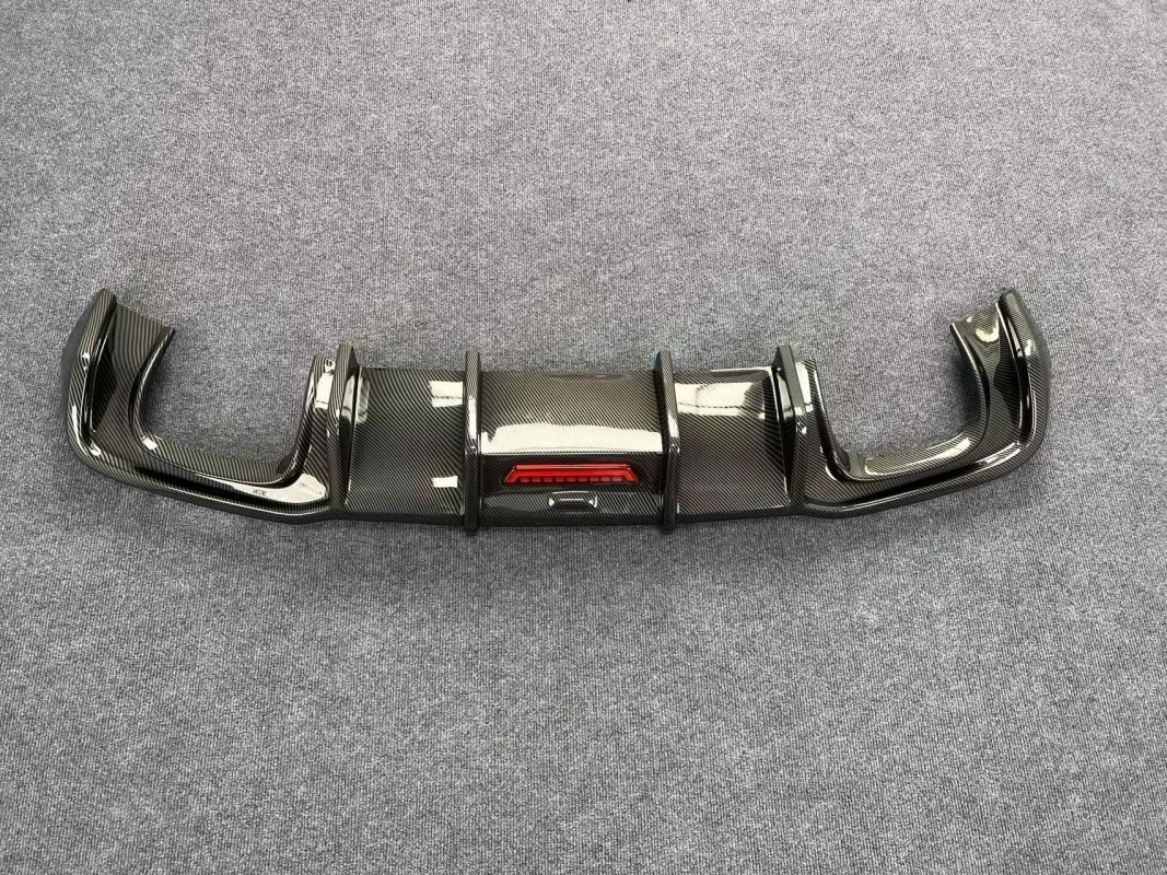 Achterbumper Lip Diffuser Voor Audi A3 S-Lijn S3 Hatchback Sedan (Niet Voor A3 Standaard) 2017-2020 Led Zwart Carbon Kleur/ABS