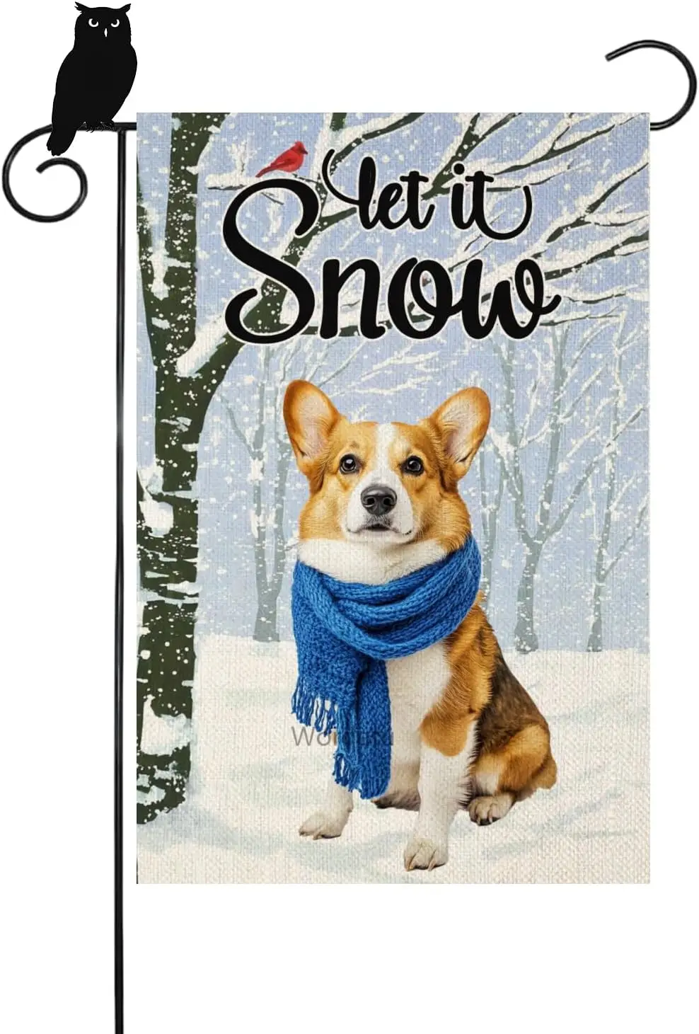 ترحيب الشتاء ثلج الويلزية فصيل كورجي حديقة العلم دع ذلك الثلوج 12x18 بوصة مزدوجة الوجهين الخيش الصغيرة عطلة الثلج العلم الأزرق FFI