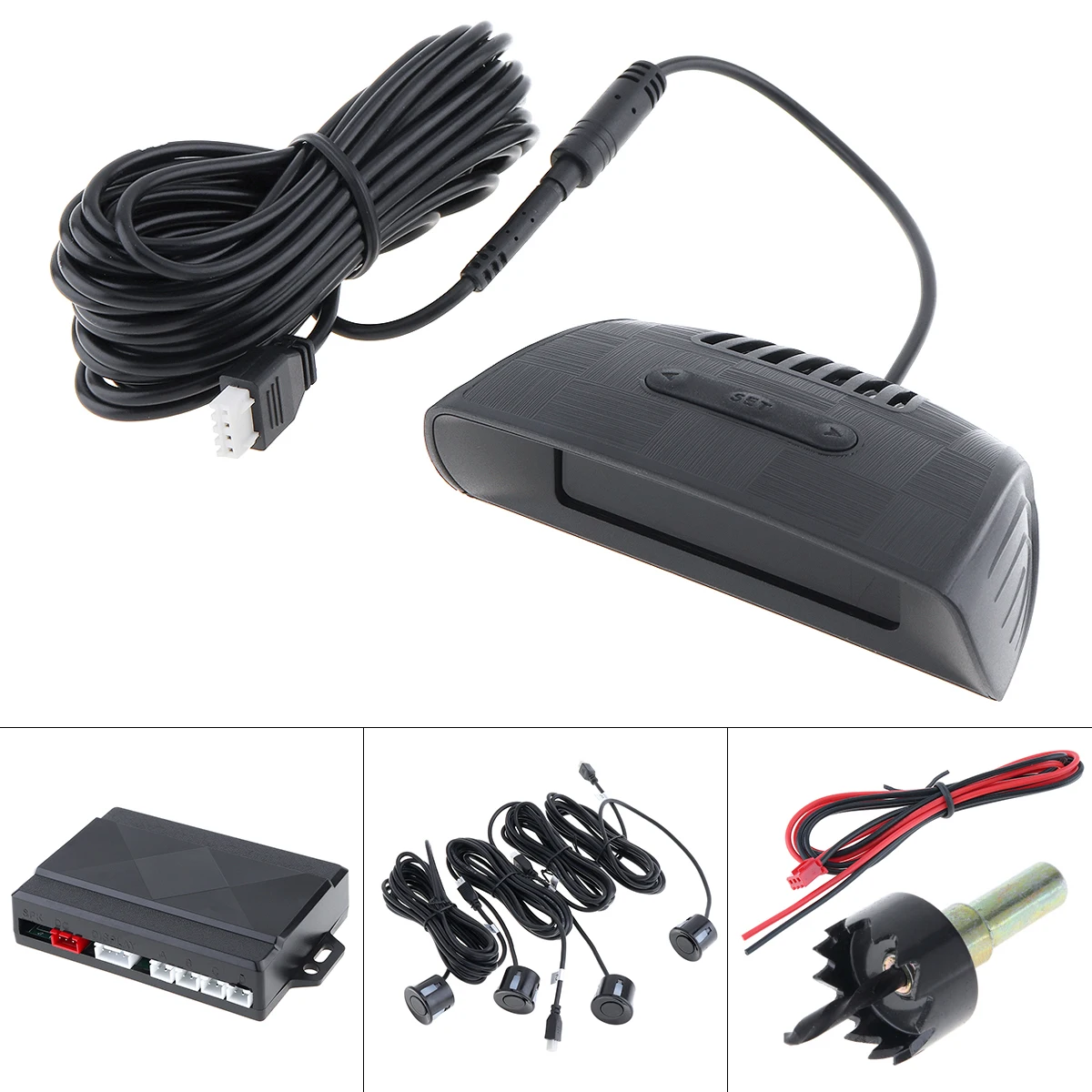 Car Parktronic LED Parking Sensor with 4 Sensors Reverse Backup Car Parking Radar Monitor Detector System with LCD Display