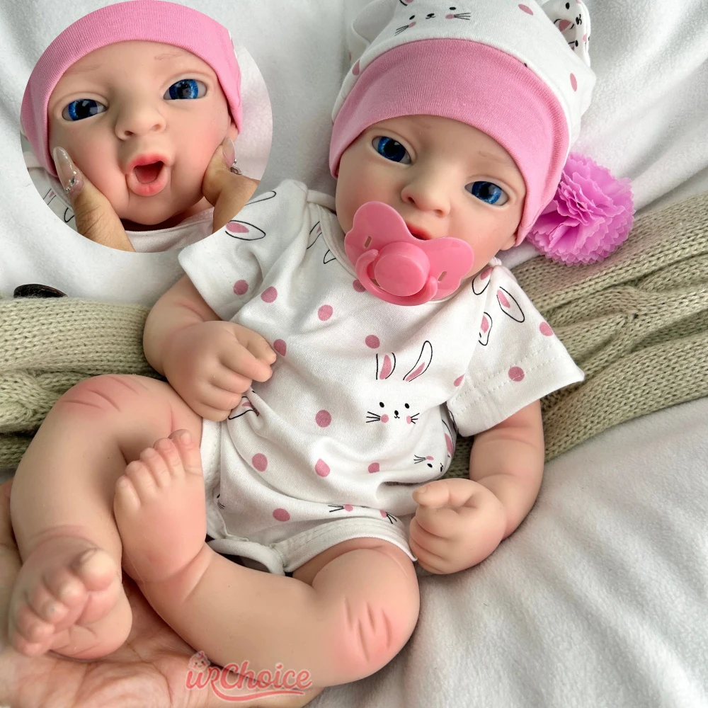 

17Inch Open Eyes Girl Full Soft Silicone Reborn Baby Doll with Lifelike Expression Perfect for Photographers Newborn Photo Prop