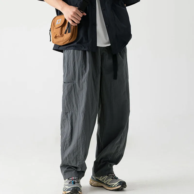 

Slightly Wrinkled Water-Repellent Fabric Work Casual Pants for Men 2025 Spring New Buckle Waistband Outdoor Functional Long C6QM