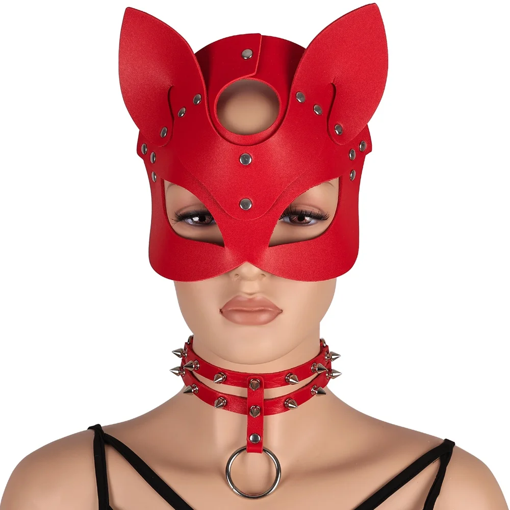 

Cosplay Sexy Women Pendant Metal Spike Rivet Accessory Bdsm Harness Neck Restraint Necklace Collar Mask Fashion Erotic Lingerie