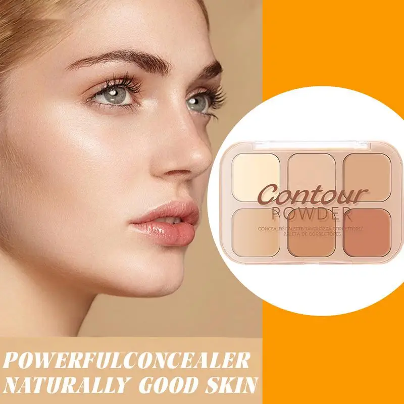 Tavolozza di correttori per trucco Tavolozza per contorni facciali a 6 colori Prodotti di bellezza dai toni delicati e naturali Trucco viso multifunzione