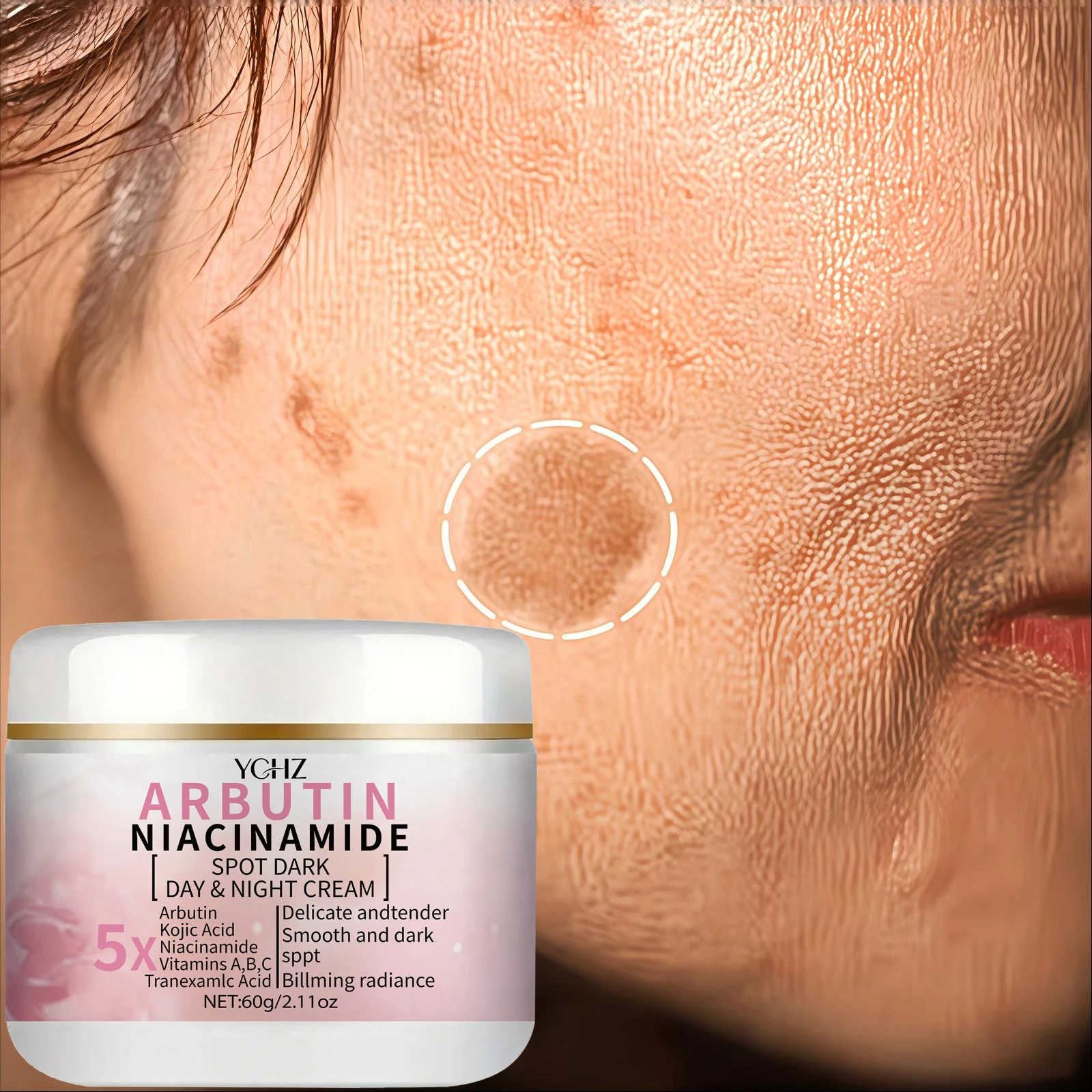 Skincare Glowing - 多機能ブライトニングフェイスクリーム、アルブチン7%＋トラネキサム酸、ビタミンB3、グルタチオン、アロエベラ配合、保湿・引き締め効果あり - すべてのライトベージュ肌タイプに適しています。