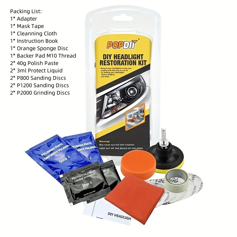 2024 New Arrival DIY Headlight Restoration Kit, Cleaning and Polishing, Car Headlight Repair and Cleaning Kit, Cleaning Paste