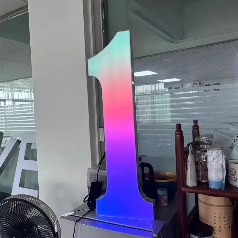 Custom Factory Waterproof Acrylic RGB Light Emitting Diode Electronic Logo Multi-Color Change Birthday Decorations with Giant