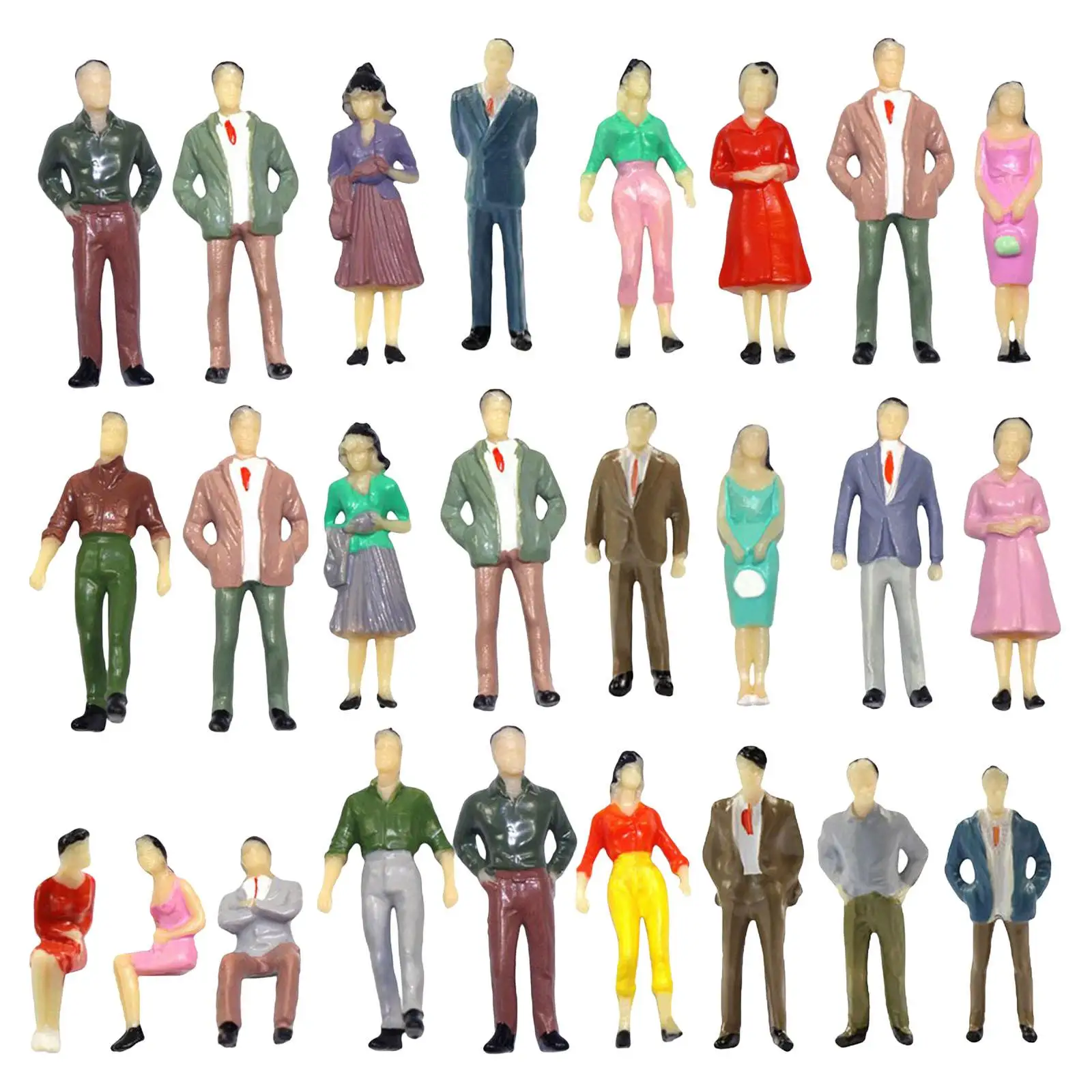 50x 1/50 People Figures Painted Passengers Tiny People for Train Mini Dollhouses