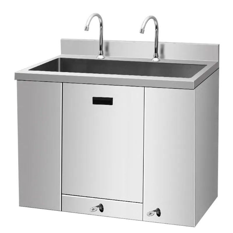 Stainless steel workshop disinfection and purification sink 304 double single hospital sink, foot induction double pool