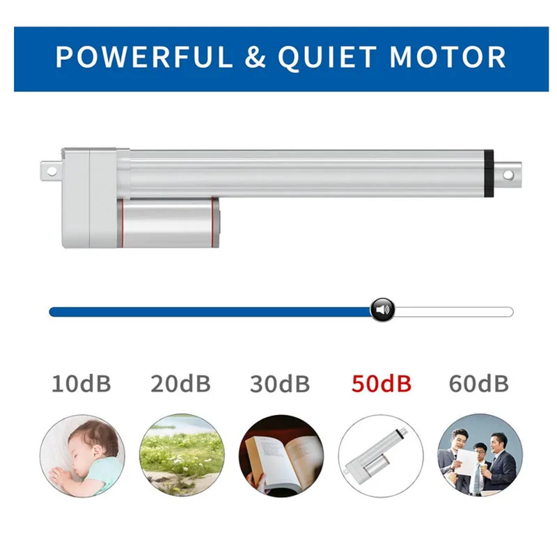 Curso 150mm 200mm 250mm Atuador Linear DC 12V 24V Alta Carga Max 2000N Atuador de Movimento Linear com Suporte para Sofá Elétrico