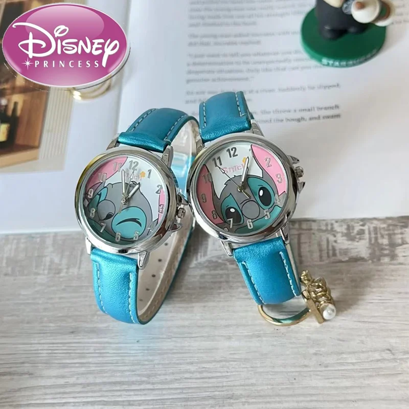 

Disney's New Stitch Cute Simple Quartz Watch Leather Strap Can Be Glow-in-the-night Kids Wrist Decoration Accessory Holiday Gift
